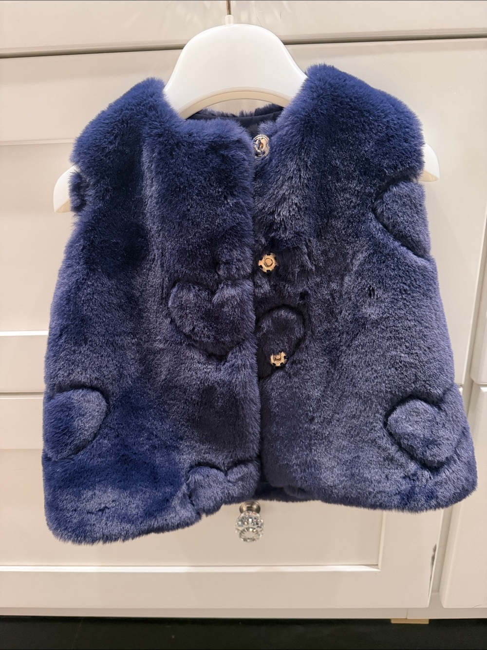 Billieblush Girls' Navy Faux Fur Vest